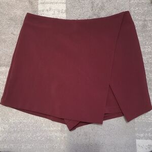 Francesca's Lost April Wine Red Faux Wrap Envelope Skort